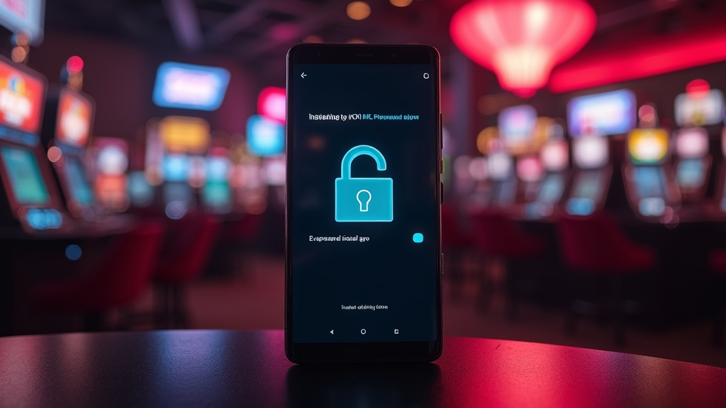 Pantalla de instalación de APK en un teléfono Android con ambiente de casino
