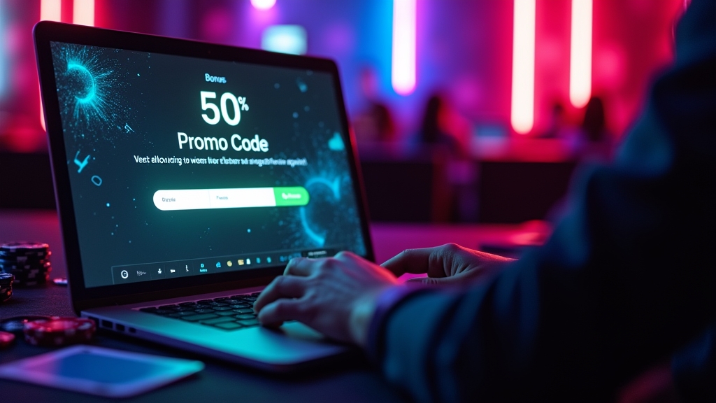 Jugador ingresando un código promocional en una interfaz de casino